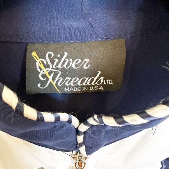 Vintage American Silver Threads USA Cat Lady 90s Y2K Zip Front Windbreaker Women - Picture 2 of 9